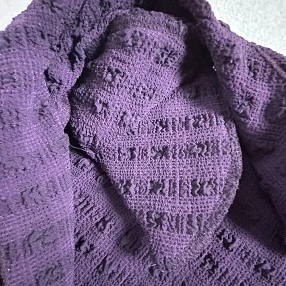 I.C. Collection U.S.A. By Connie Womens XXL Textured Purple Asymmetric Cardigan